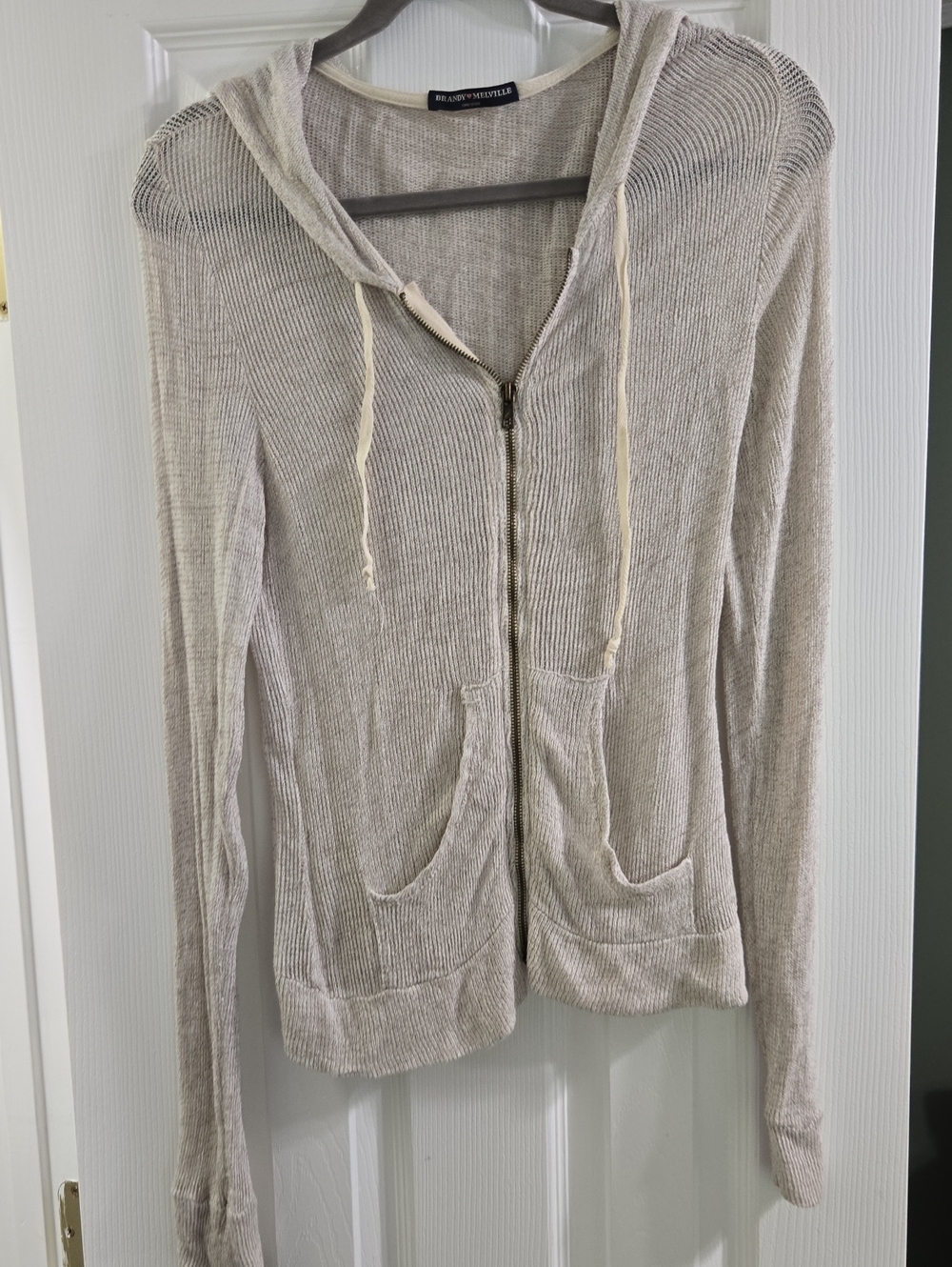 Brandy Melville Cream Open-Knit Sweater Top